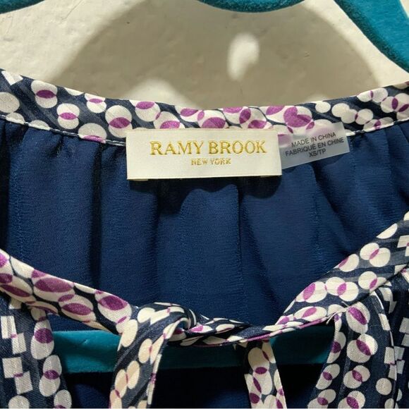 Ramy Brook- geometric pattern multicolor- puffed sleeves Women’s XS - Picture 3 of 8